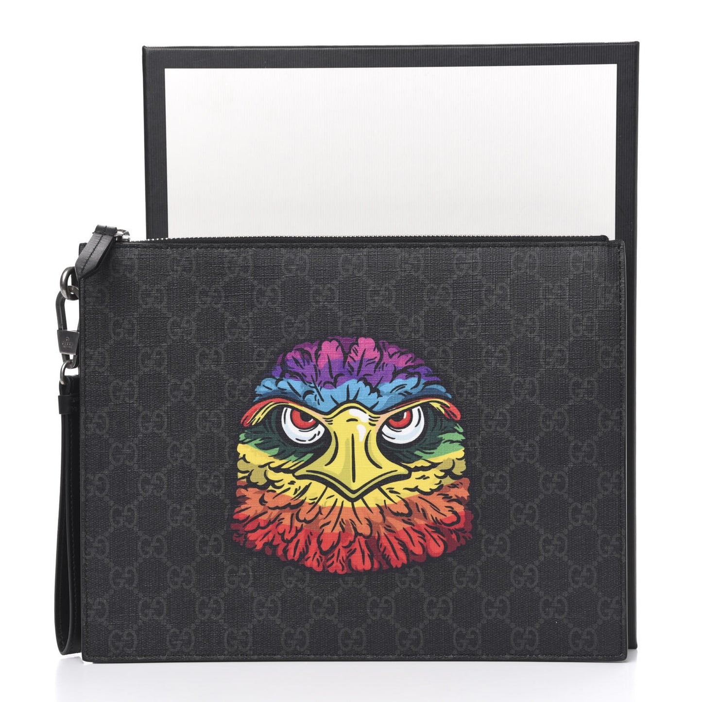 GG Supreme Monogram Rainbow Eagle Documents Holder Black Grey Multicolor