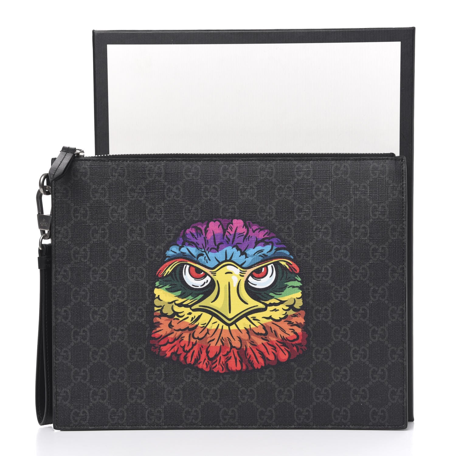 Gucci GG Supreme Monogram Rainbow Eagle Documents Holder Black Grey Multicolor 10 of 10