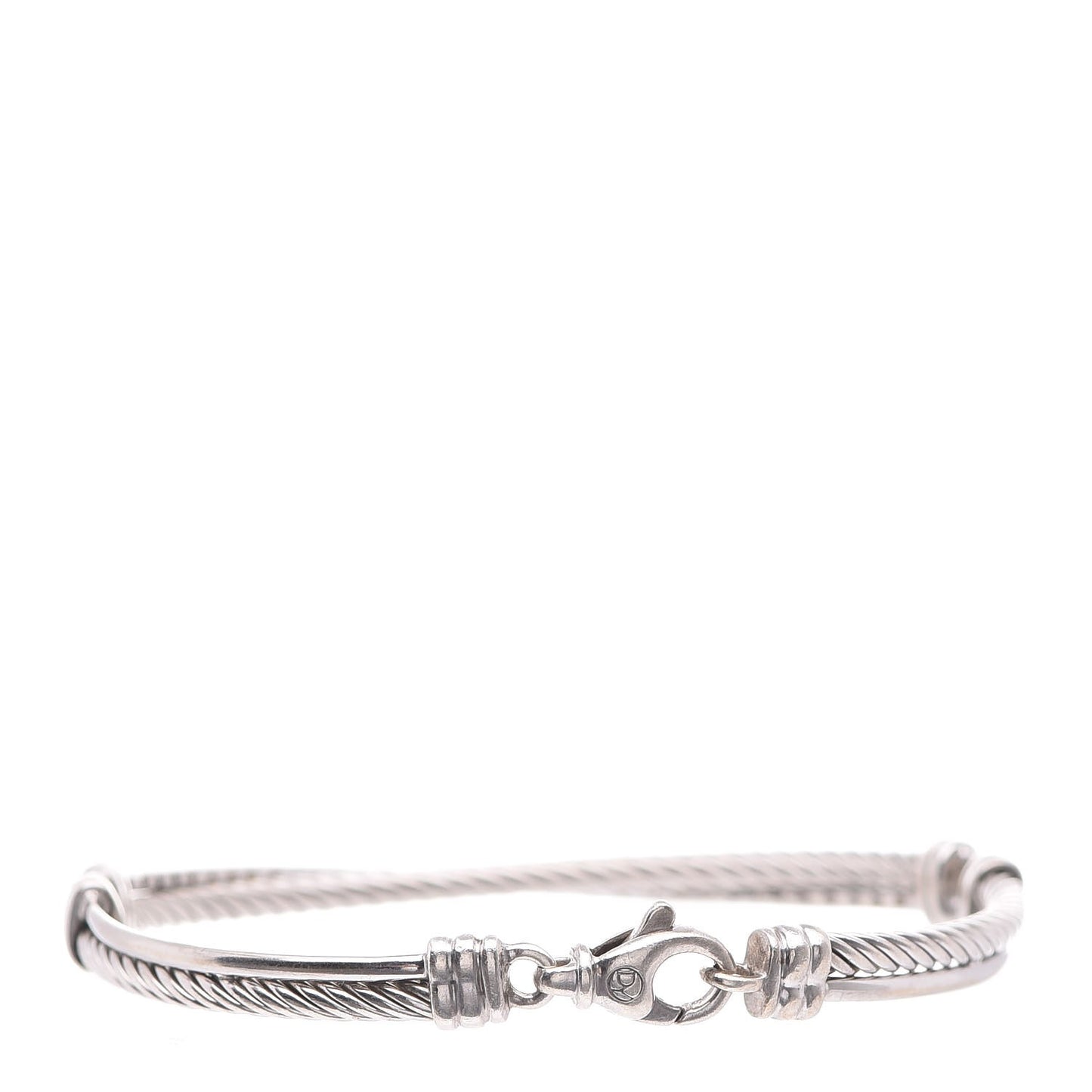 Sterling Silver 14K White Gold Diamond 3mm Crossover Bracelet