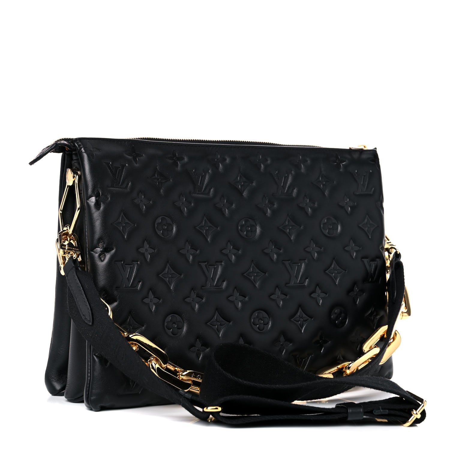 Louis Vuitton Lambskin Embossed Monogram Coussin MM Black 3 of 11