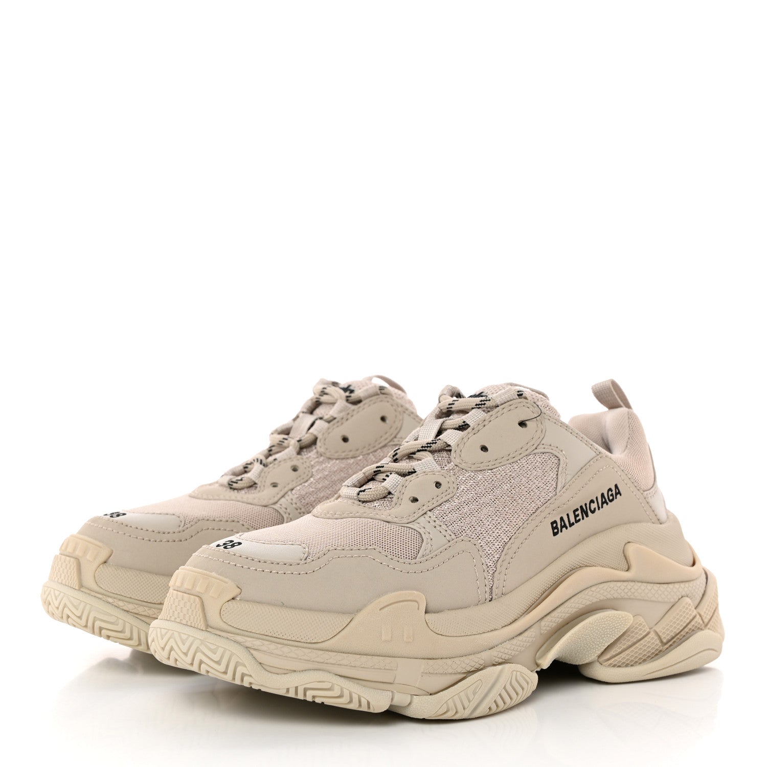 Balenciaga Fabric Mesh Womens Triple S Sneakers 38 Beige 3 of 10