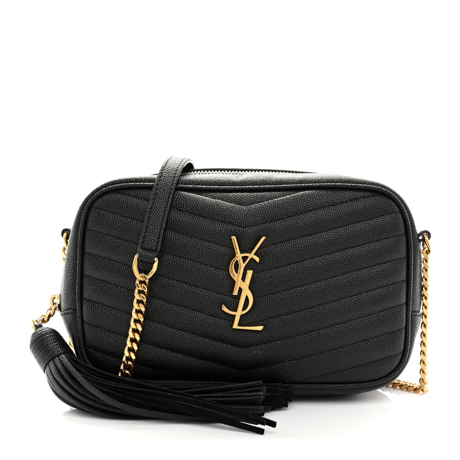 Saint Laurent Grain De Poudre Matelasse Monogram Mini Lou Camera Bag Black 1 of 10