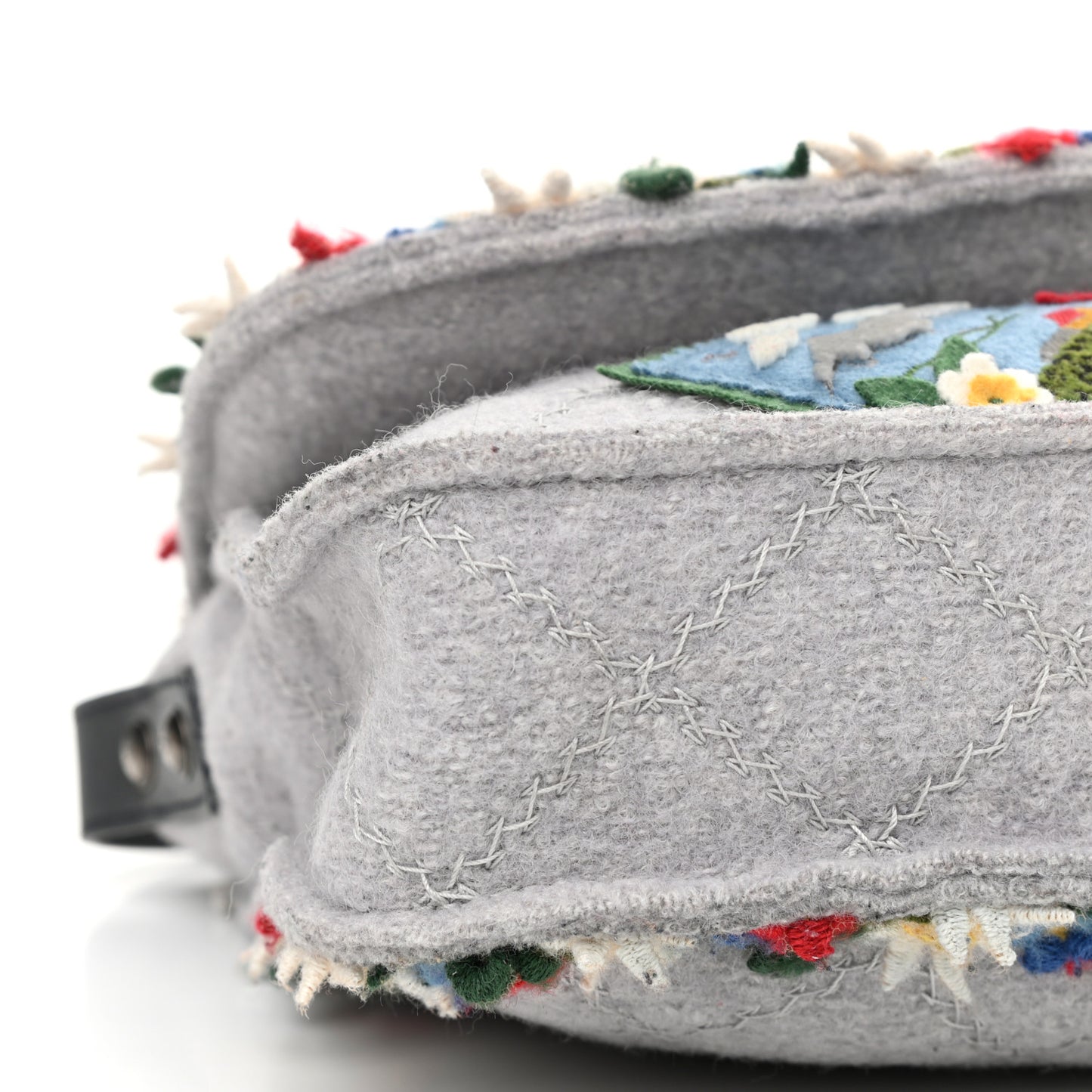 Felt Embroidered Small Crest Austrian Satchel Light Grey