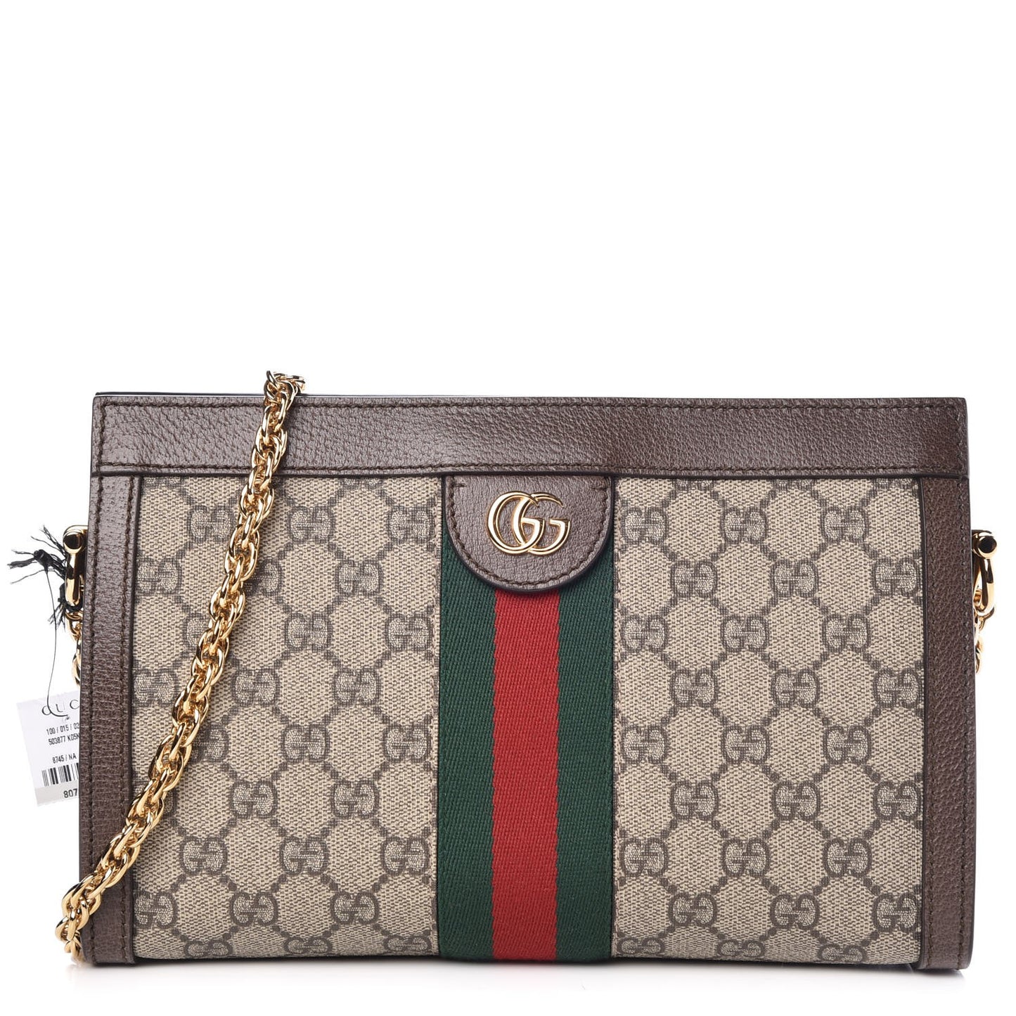 GG Supreme Monogram Web Small Ophidia Chain Shoulder Bag Brown