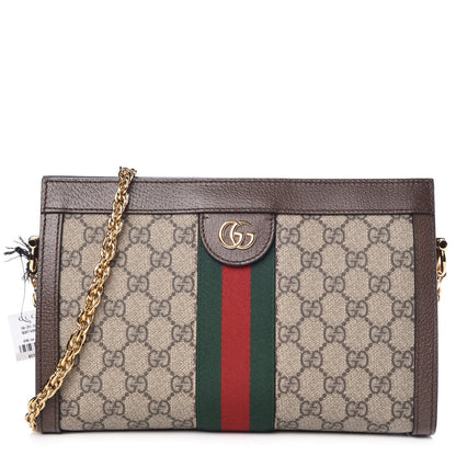 Gucci GG Supreme Monogram Web Small Ophidia Chain Shoulder Bag Brown 1 of 8