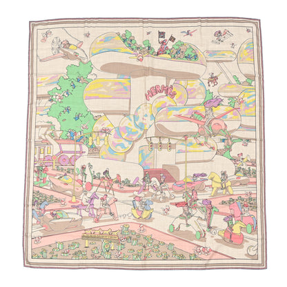 Hermes Cashmere Silk Locomotion Shawl 140 Naturel Vert Jaune 1 of 9