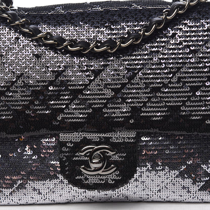 Chanel Sequin Medium Single Flap Black Silver 8 of 10