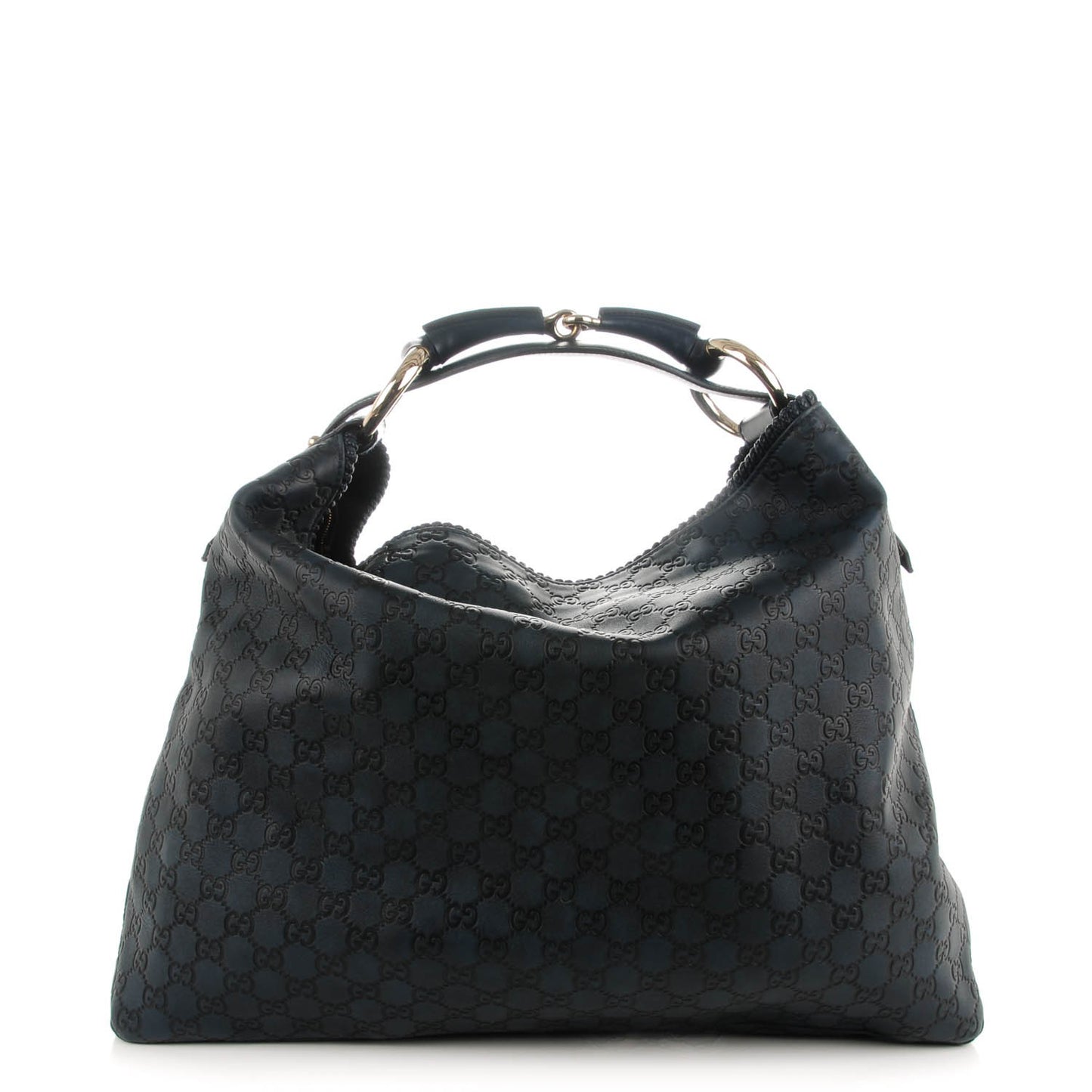 Guccissima Large Horsebit Chain Hobo Blue