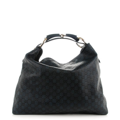 Gucci Guccissima Large Horsebit Chain Hobo Blue 1 of 7