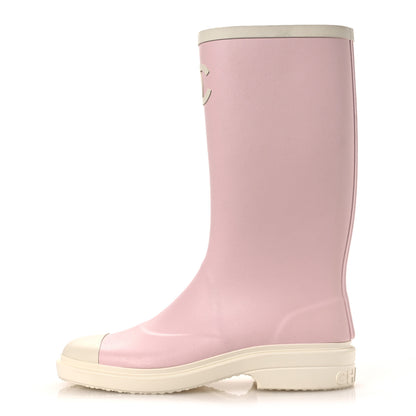 Chanel Caoutchouk CC High Boots 40 Light Pink White 1 of 15