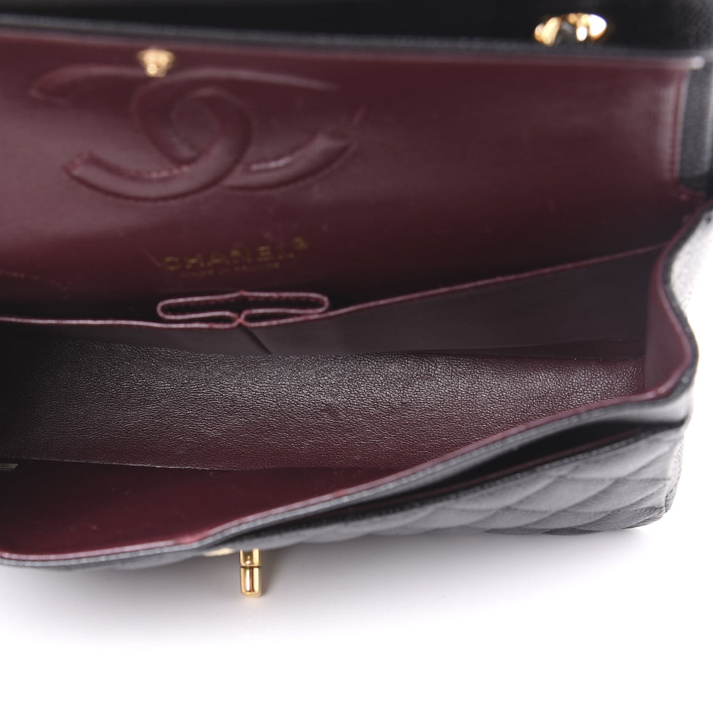 Caviar Quilted Medium Double Flap Black