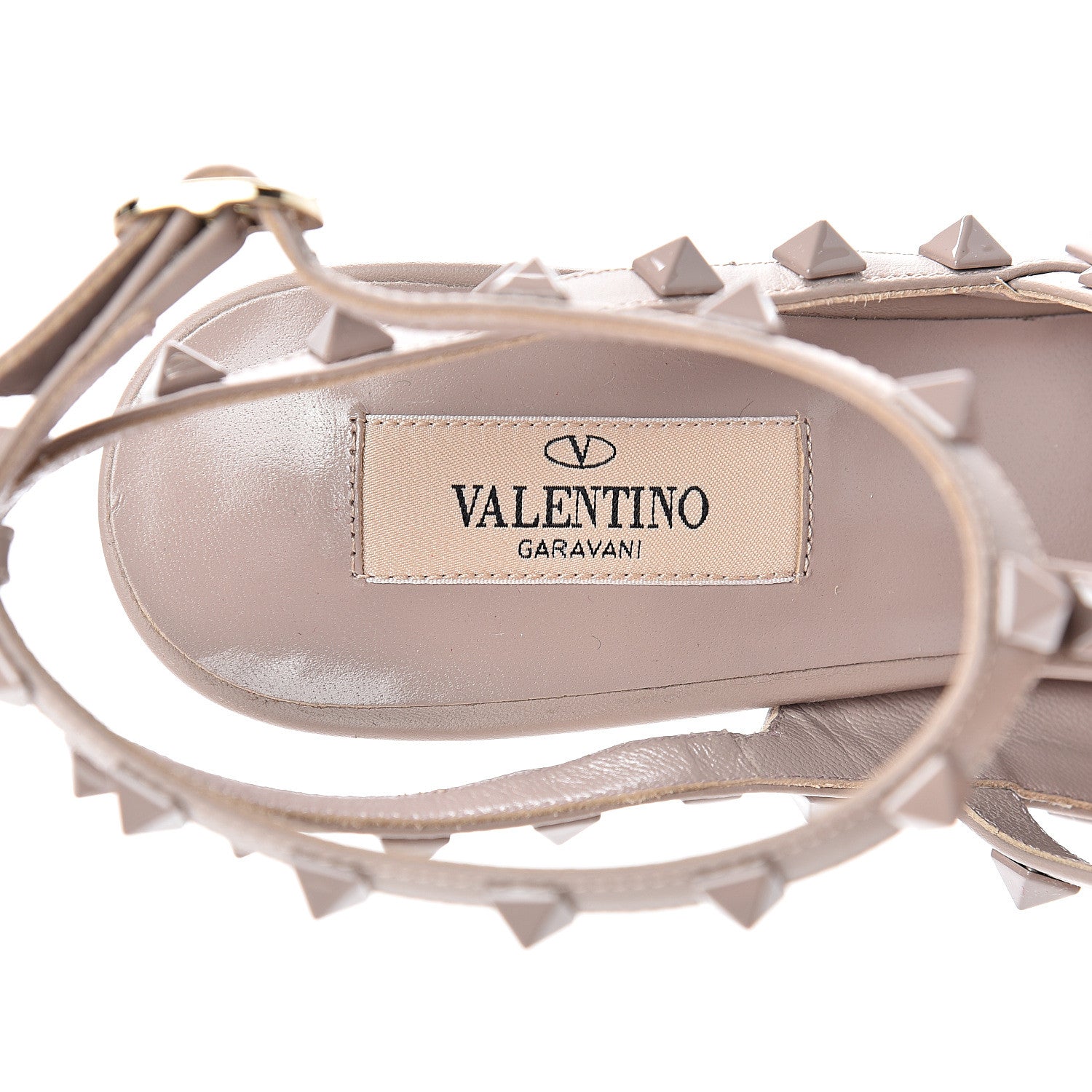 Valentino Garavani Calfskin Lacquered Monochrome Rockstud Ankle Strap 100mm Pumps 40.5 Poudre 6 of 10