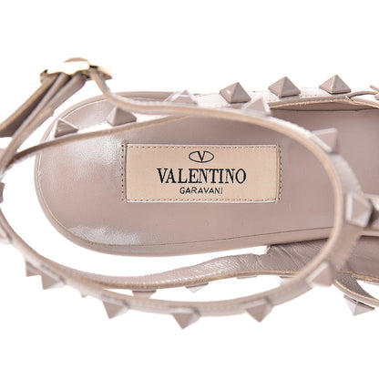 Valentino Garavani Calfskin Lacquered Monochrome Rockstud Ankle Strap 100mm Pumps 40.5 Poudre 6 of 10