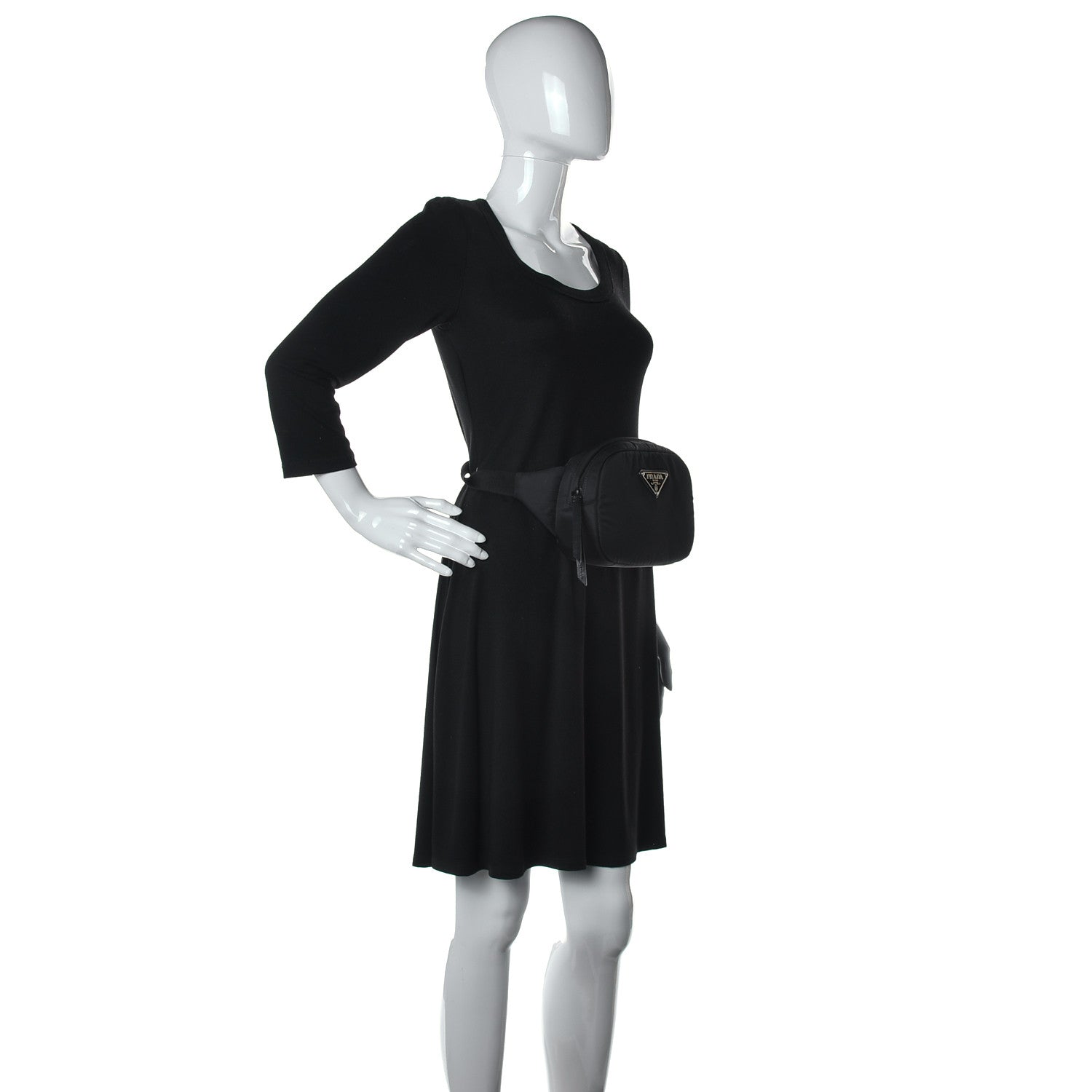 Prada Tessuto Nylon Soft Padded Belt Bag Black 2 of 10
