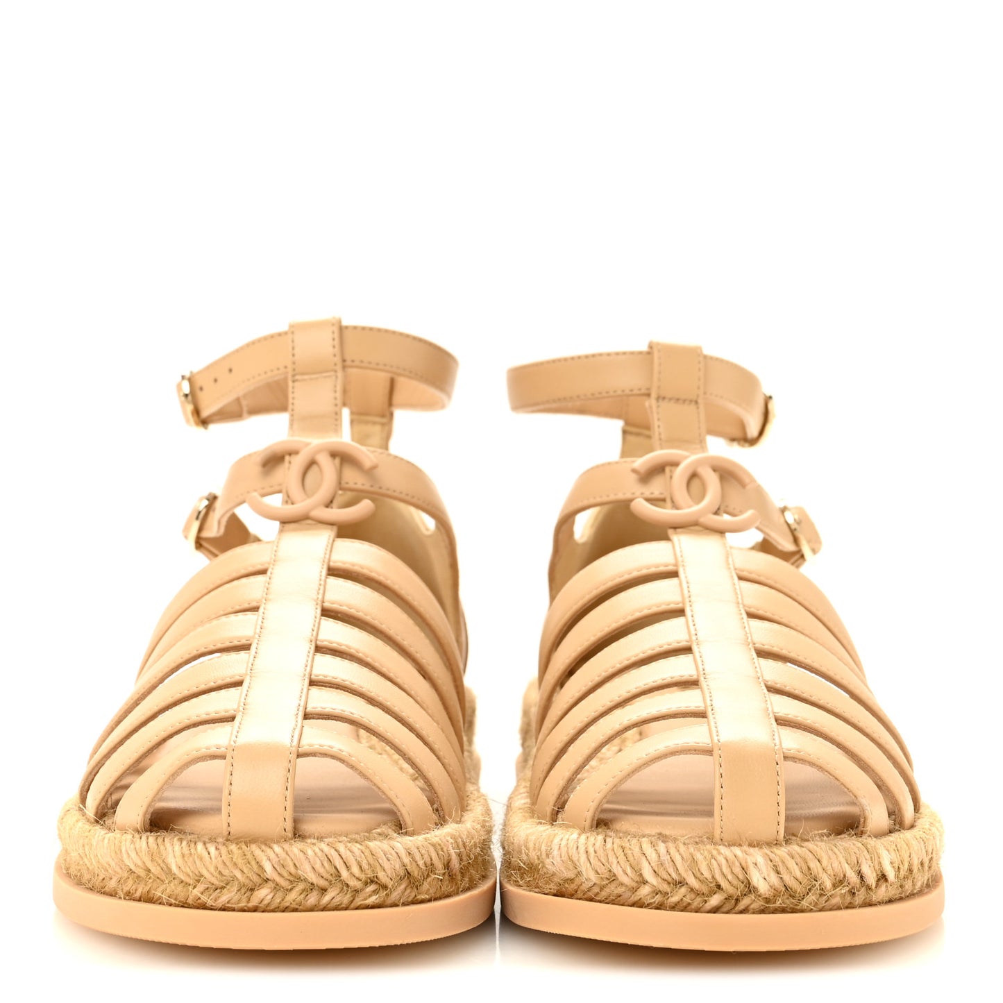 Lambskin Espadrille Sandals 37 Beige