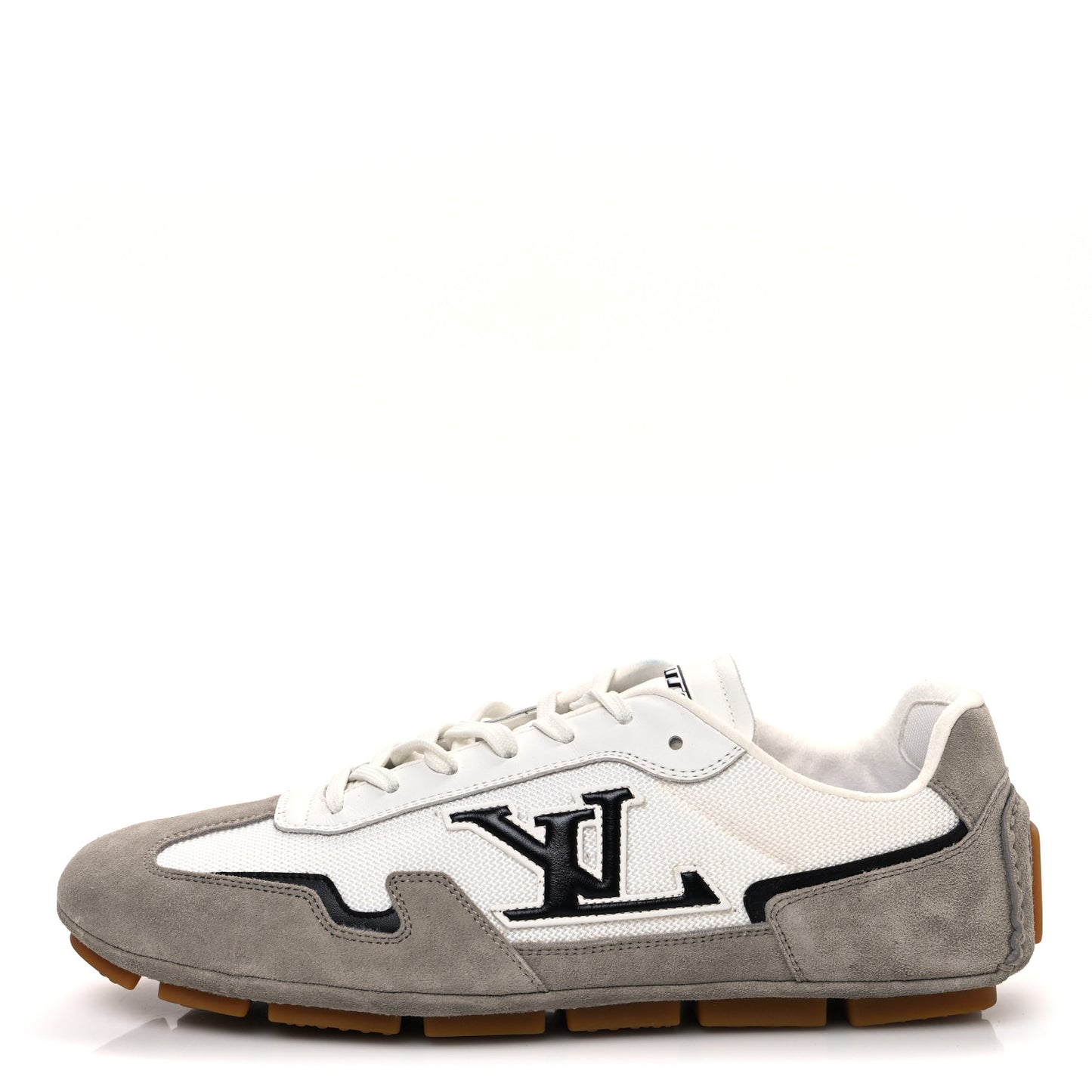 Suede Calfskin Mesh Rally Sneakers 8.5 Grey White
