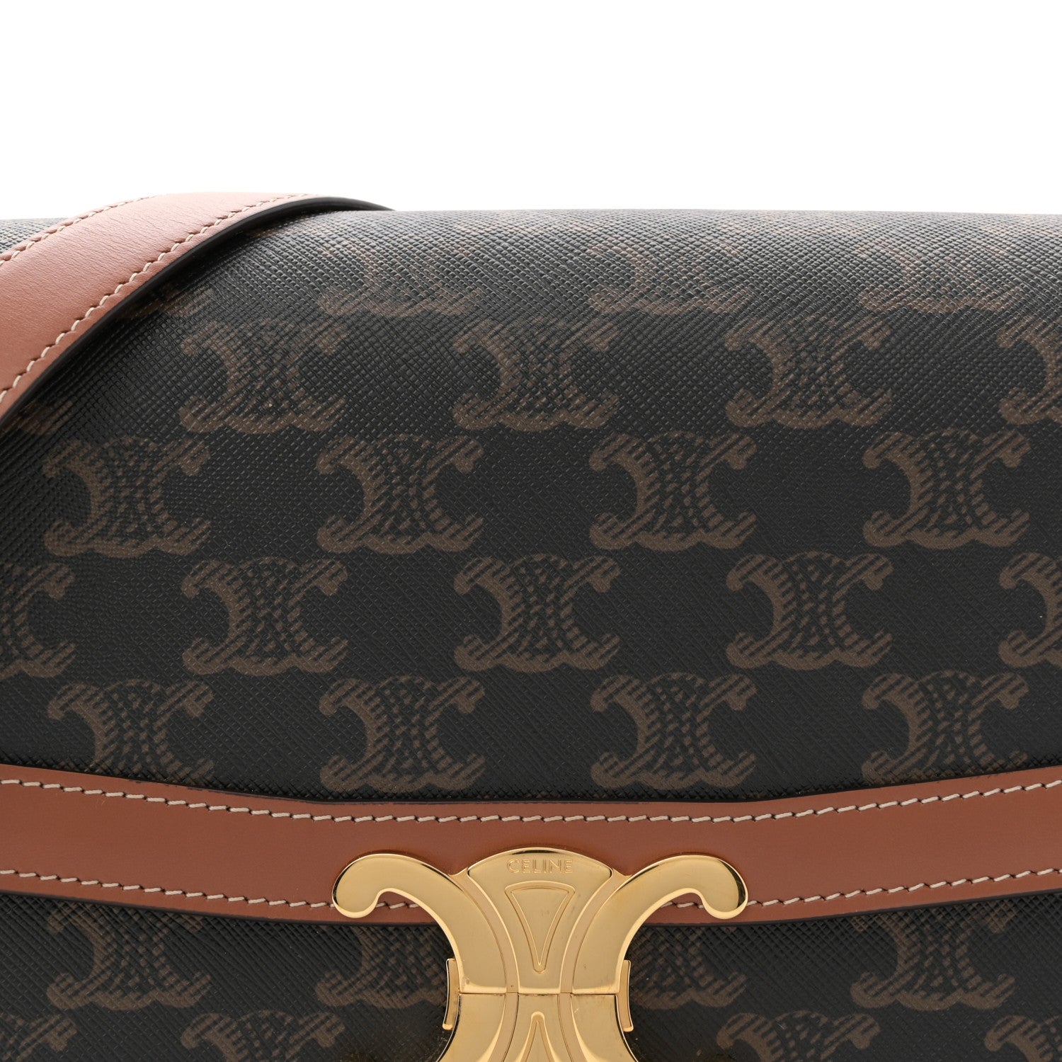 Celine Triomphe Canvas Calfskin Medium Triomphe Bag Tan 8 of 10