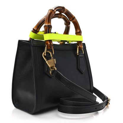 Gucci Wonka Grain Calfskin Mini Diana Tote Bag Black Yellow Fluo 3 of 13