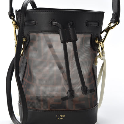 Fendi Mesh Vitello Grace F is FF 1974 Mini Mon Tresor Bucket Bag Marrone Black Ebano 8 of 8