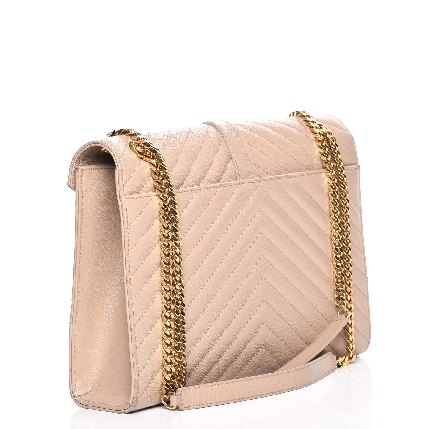 Grain De Poudre Matelasse Chevron Large Monogram Satchel Dark Beige