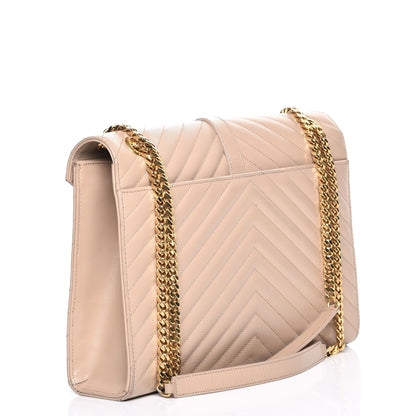 Saint Laurent Grain De Poudre Matelasse Chevron Large Monogram Satchel Dark Beige 3 of 8
