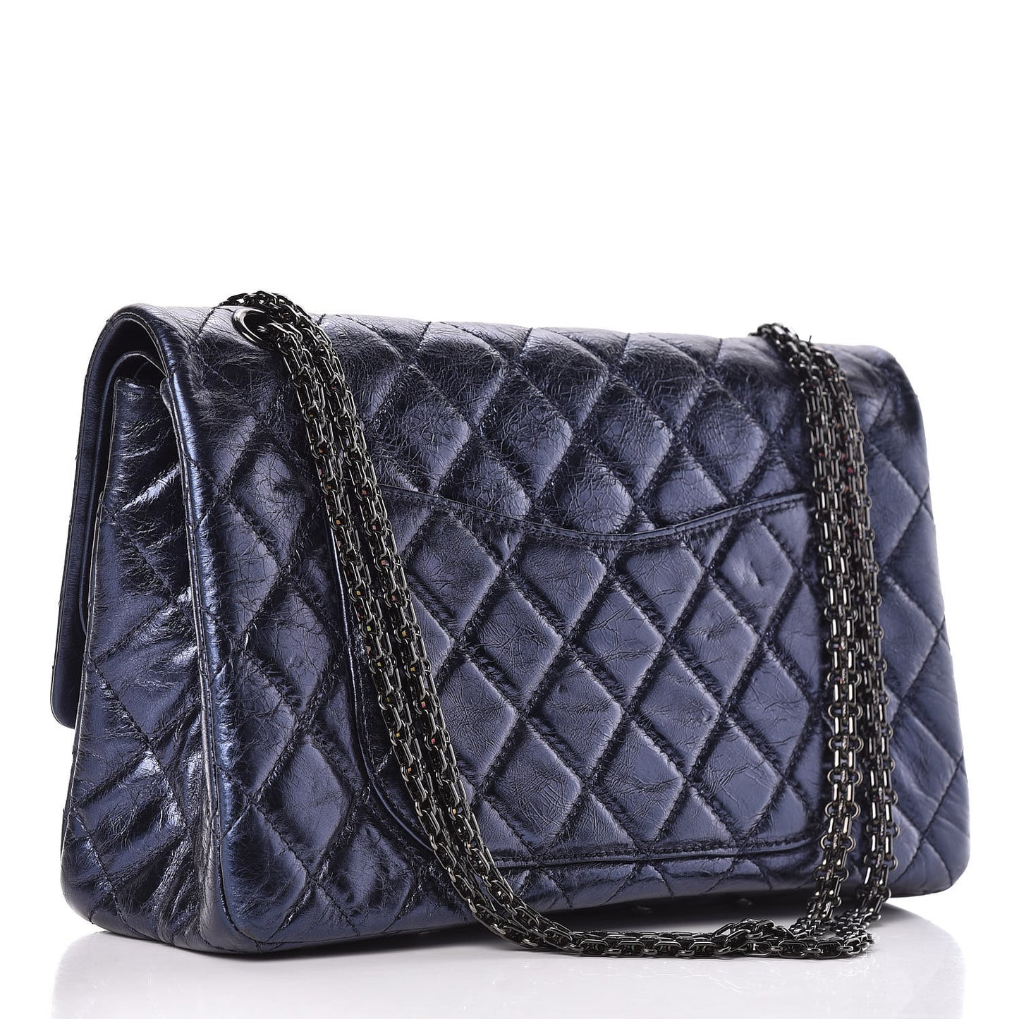Metallic Aged Calfskin Quilted 2.55 Reissue 227 Flap Blue