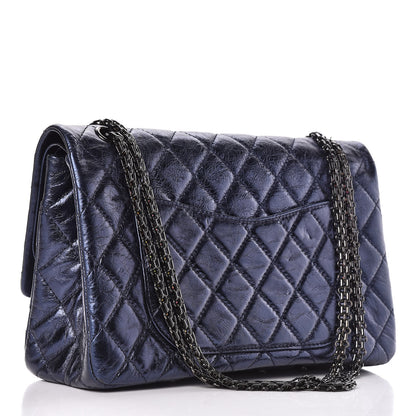 Chanel Metallic Aged Calfskin Quilted 2.55 Reissue 227 Flap Blue 3 of 14