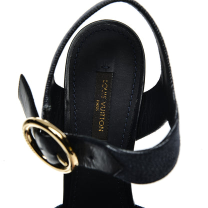 Louis Vuitton Canvas Blue Shore Wedge Sandal 37 Marine 7 of 8