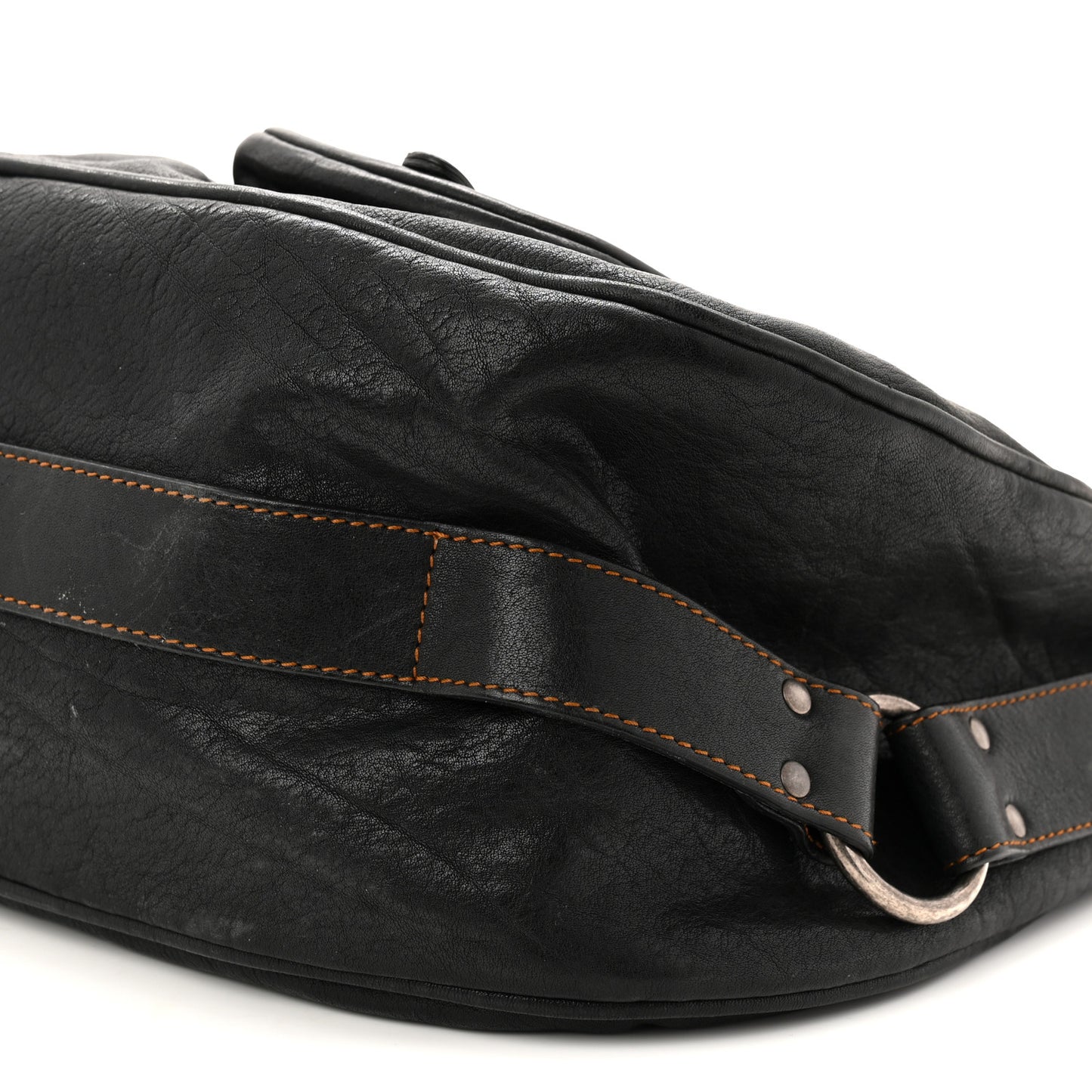Calfskin Medium Gaucho Double Saddle Bag Black
