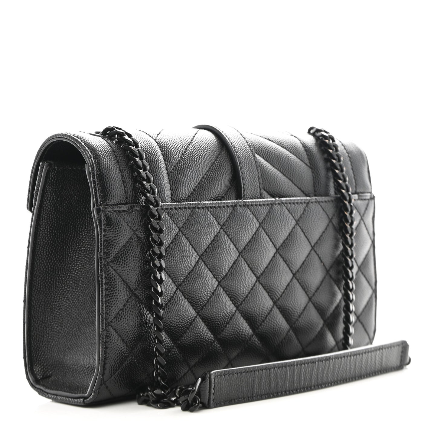 Grain De Poudre Textured Mixed Matelasse Triquilt Small Monogram Monochrome Satchel Black