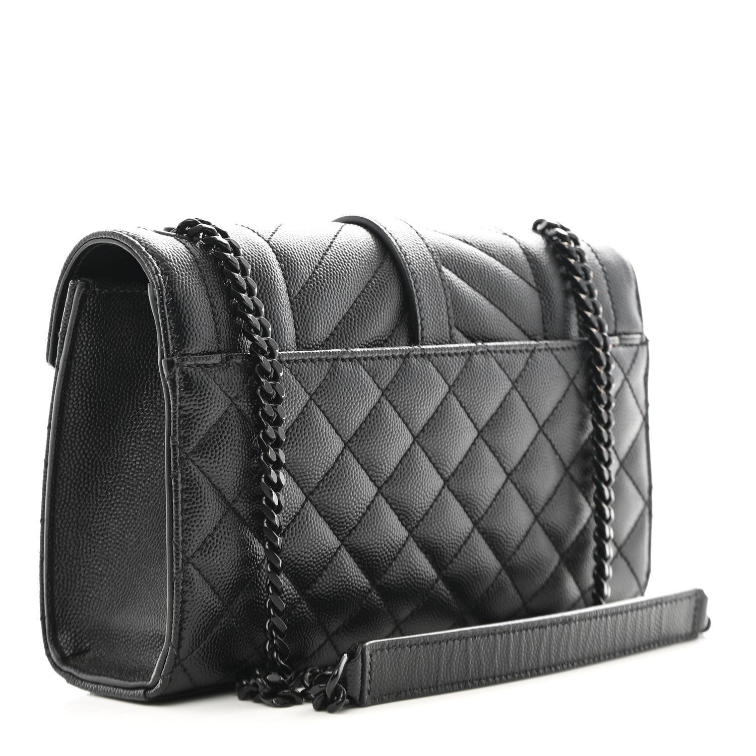 Saint Laurent Grain De Poudre Textured Mixed Matelasse Triquilt Small Monogram Monochrome Satchel Black 3 of 9