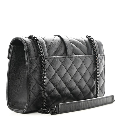 Saint Laurent Grain De Poudre Textured Mixed Matelasse Triquilt Small Monogram Monochrome Satchel Black 3 of 9