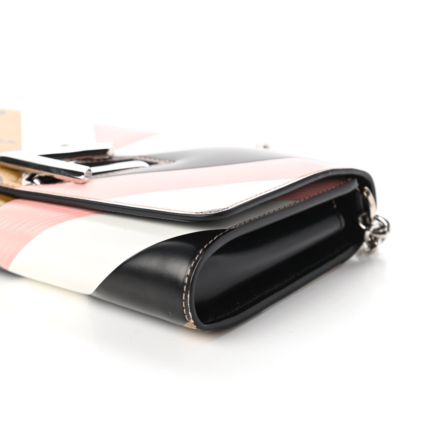Epi Reverse Monogram Twist Chain Wallet Rose Ballerine
