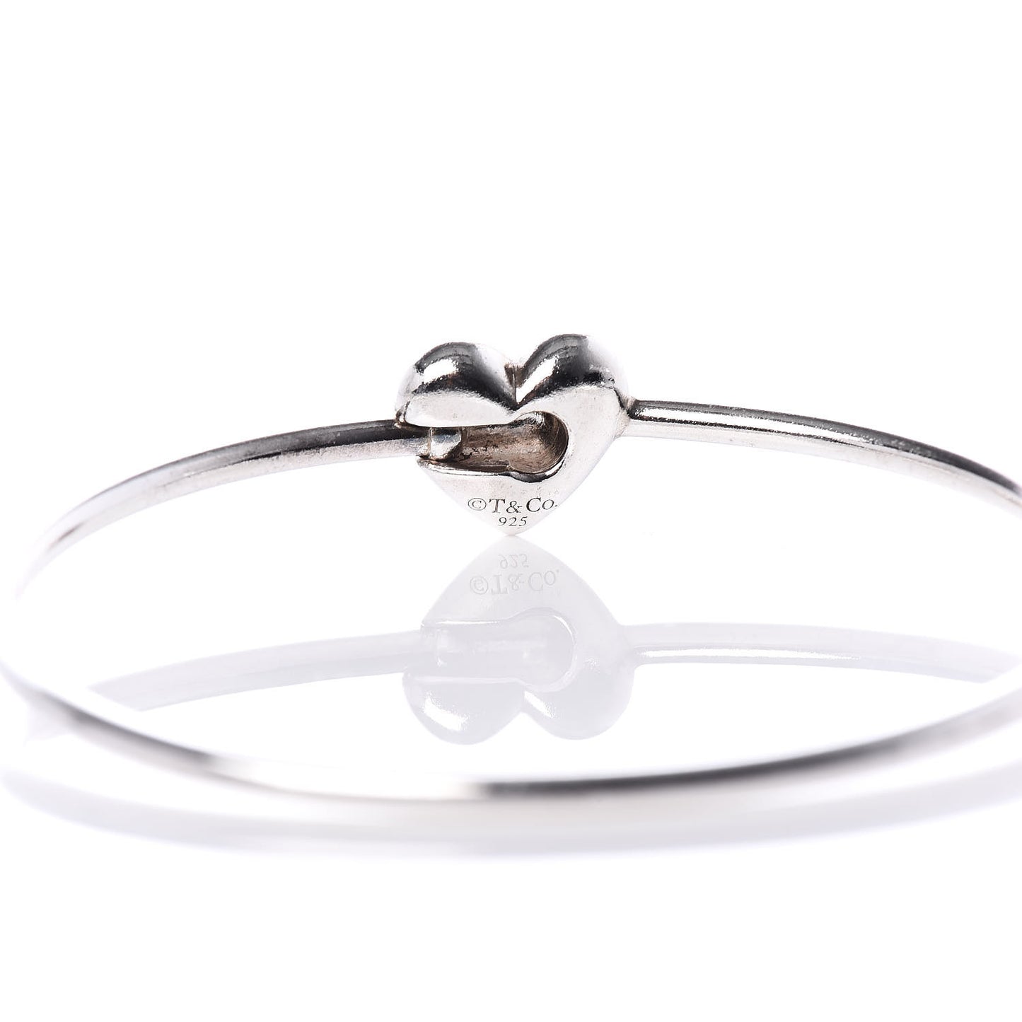 Sterling Silver Puffy Heart Bangle Bracelet