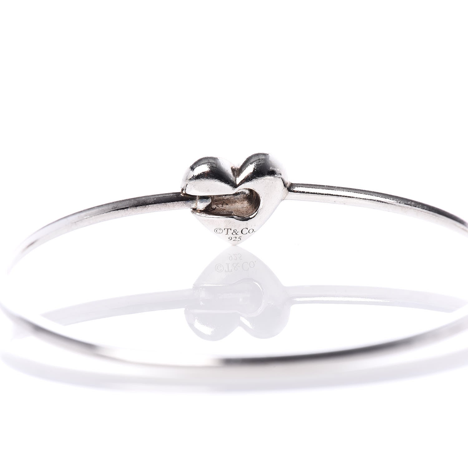 Tiffany Sterling Silver Puffy Heart Bangle Bracelet 4 of 5