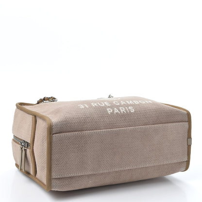 Chanel Denim Deauville Bowling Bag Beige 3 of 9