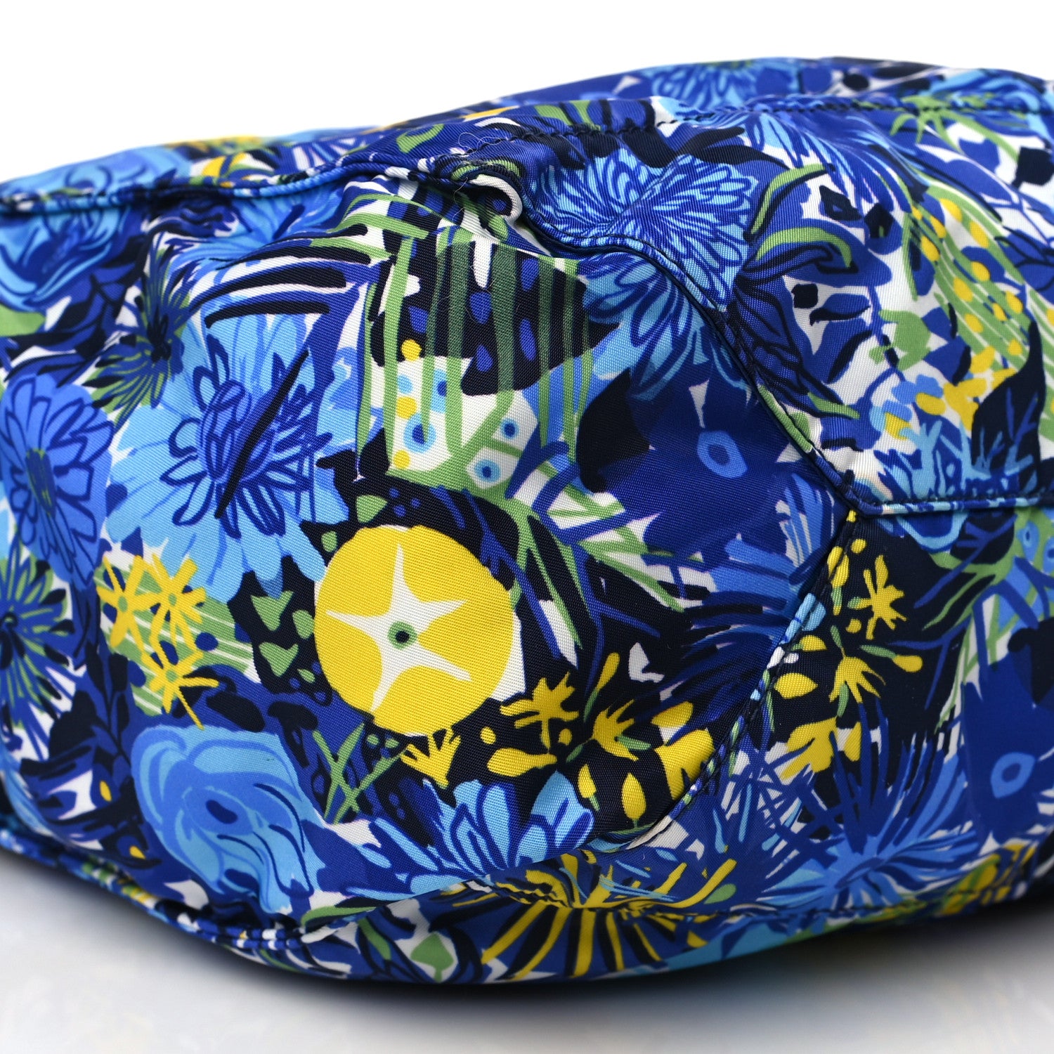 Prada Tessuto Nylon Saffiano Floral Print Tote Bluette Dis Primule 7 of 9