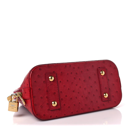 Louis Vuitton Ostrich Alma BB Red 3 of 5