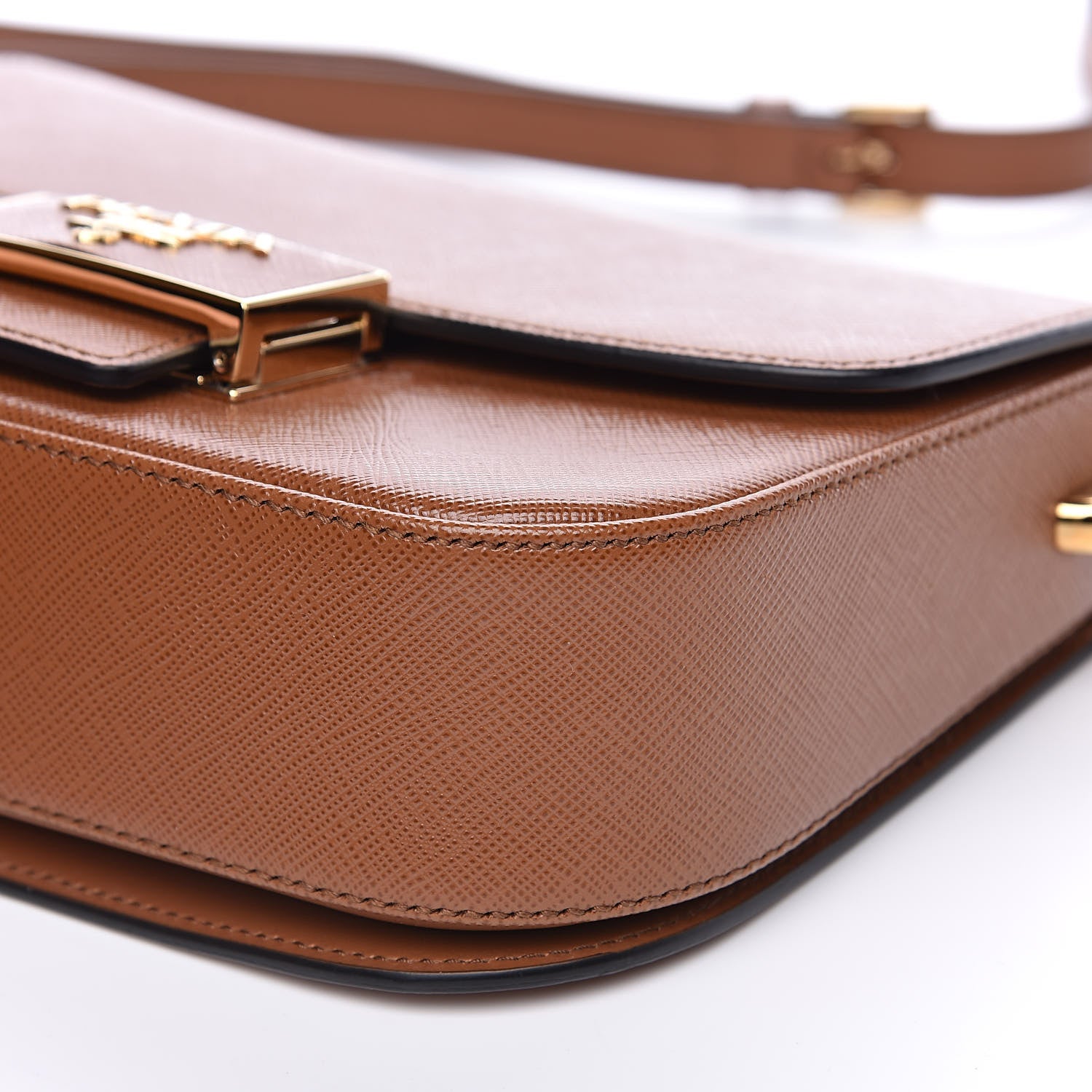 Prada Saffiano Lux Embleme Flap Shoulder Bag Cognac 8 of 8