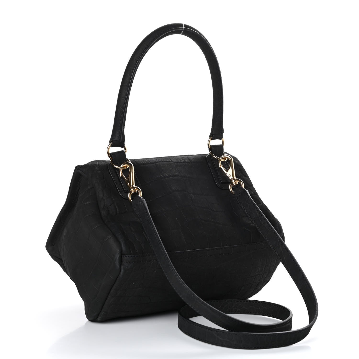 Givenchy Nubuck Crocodile Embossed Small Pandora Black 3 of 9
