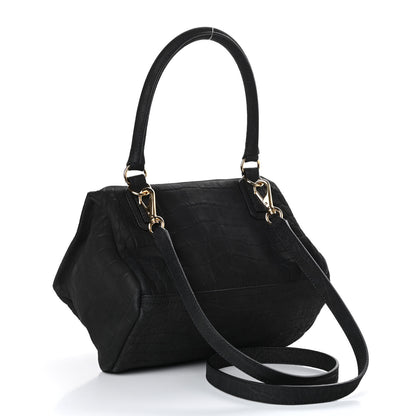 Givenchy Nubuck Crocodile Embossed Small Pandora Black 3 of 9