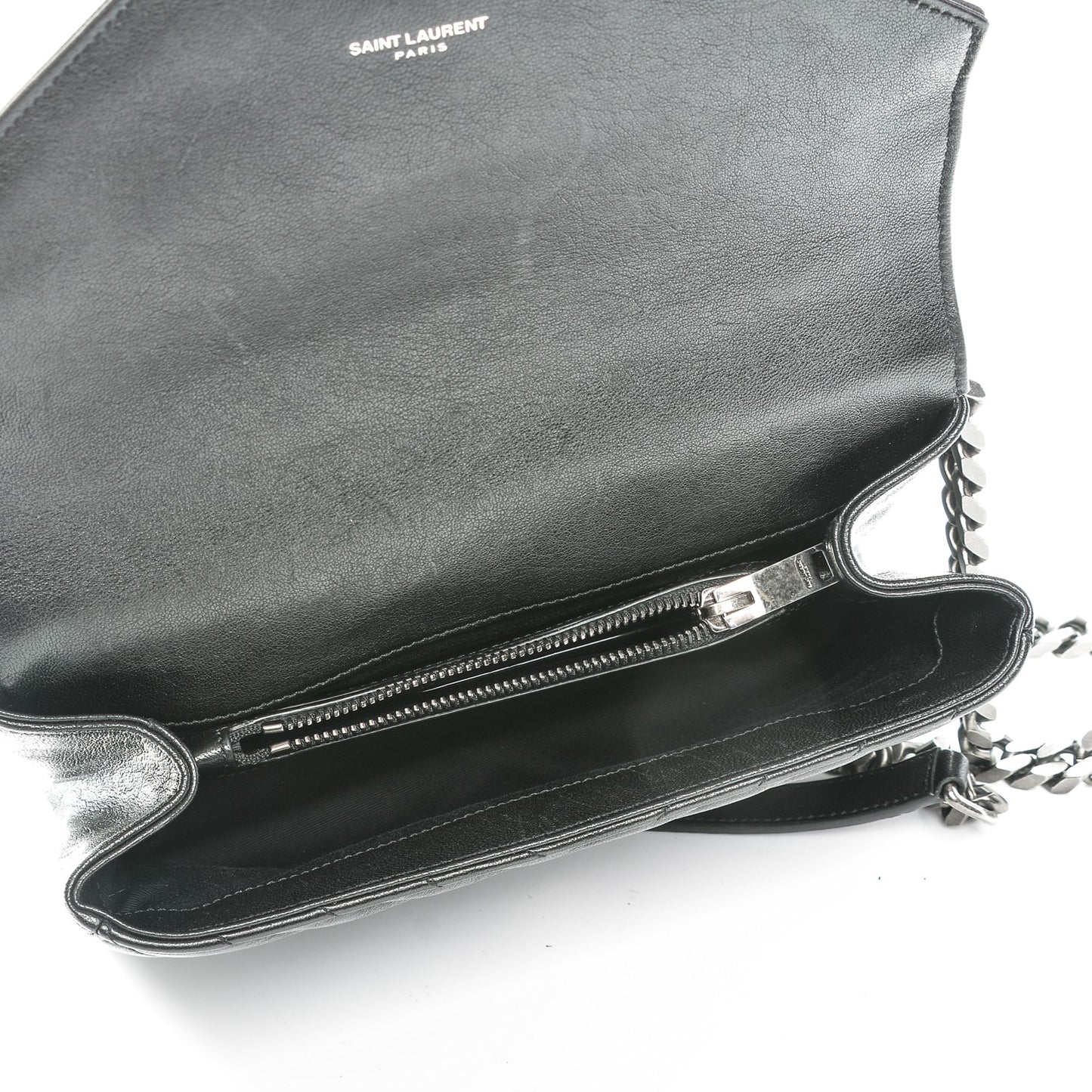 Sheepskin Matelasse Chevron Monogram Medium College Bag Black