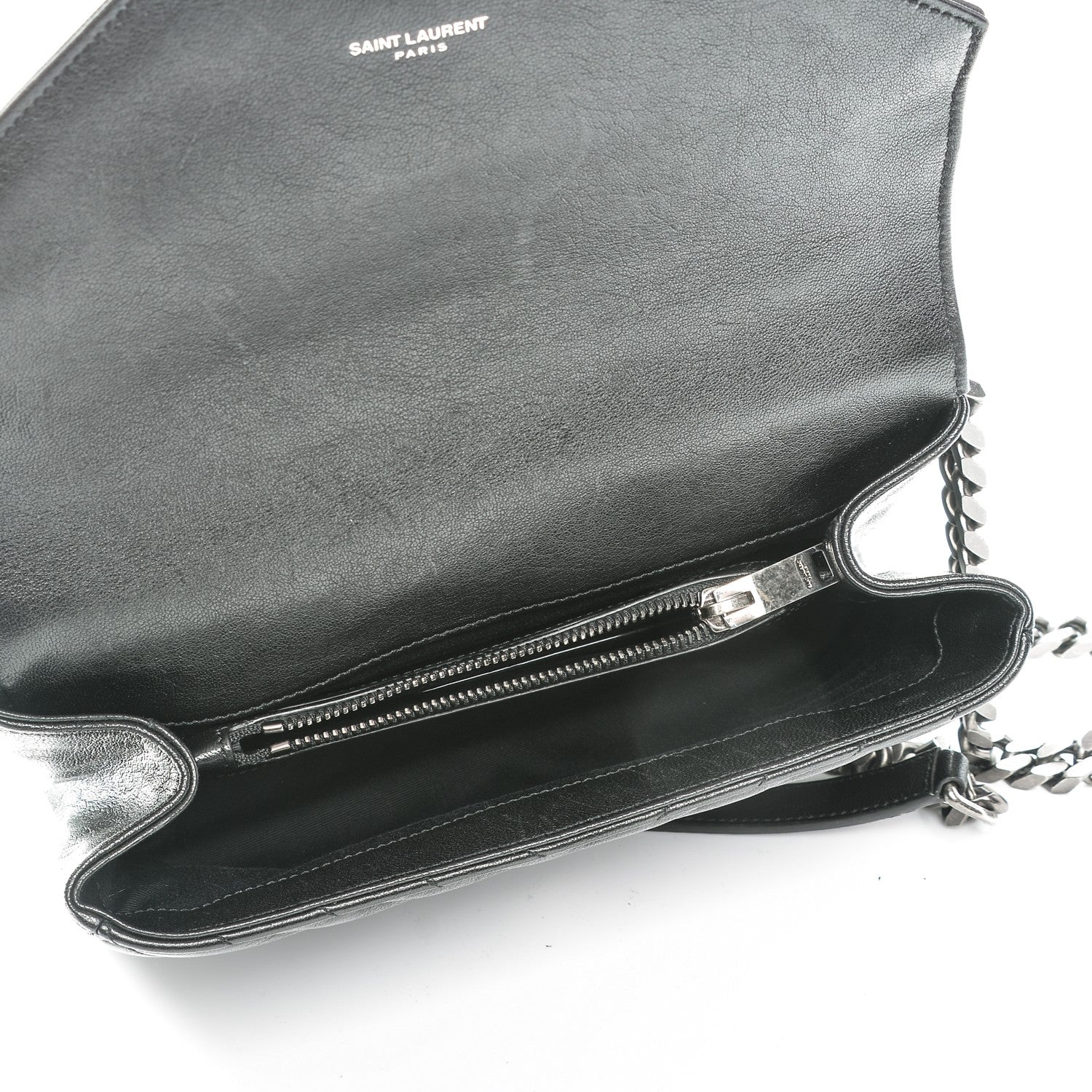 Saint Laurent Sheepskin Matelasse Chevron Monogram Medium College Bag Black 5 of 8