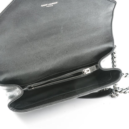 Saint Laurent Sheepskin Matelasse Chevron Monogram Medium College Bag Black 5 of 8