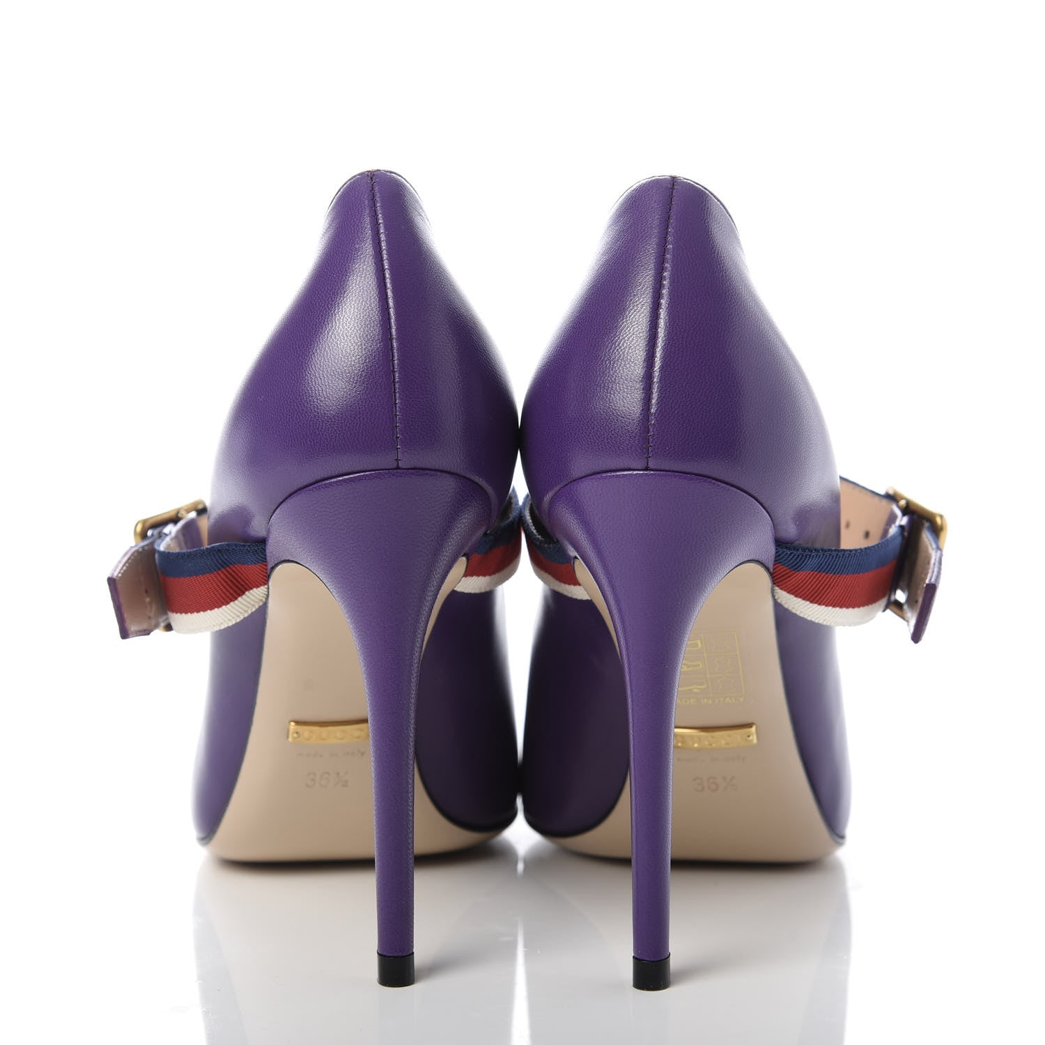Gucci Malaga Kid Sylvie High Heel Pumps 36.5 Shine Purple 6 of 10