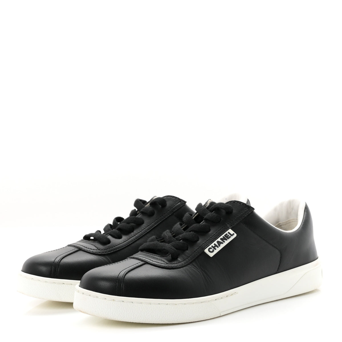 Calfskin CC Womens Uniform Sneakers 37.5 Black