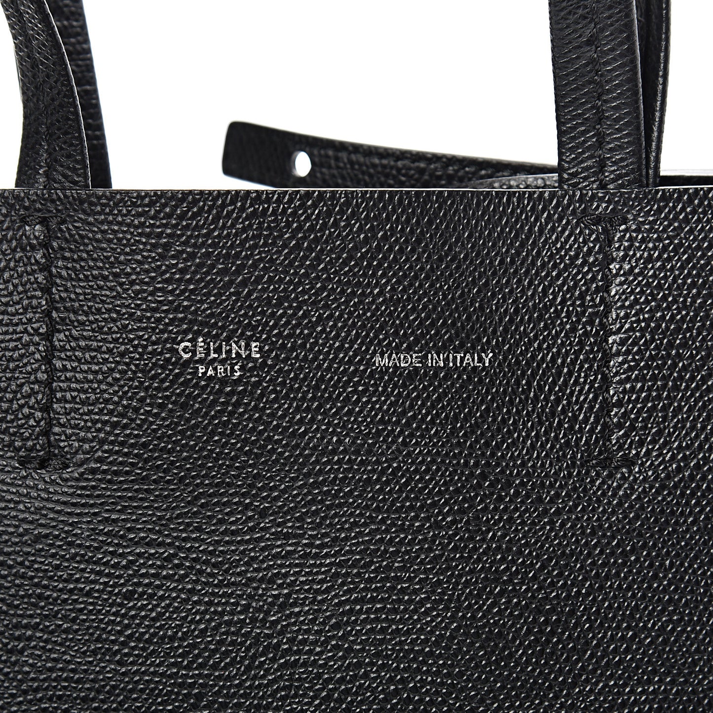 Grained Calfskin Small Vertical Cabas Black