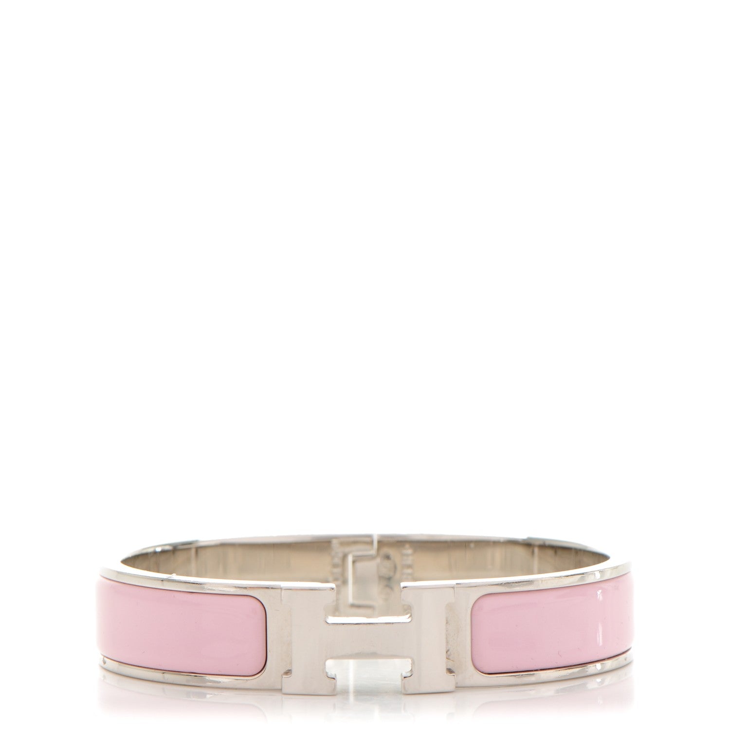 Hermes Enamel Narrow Clic Clac H Bracelet PM Rose Dragee 1 of 4