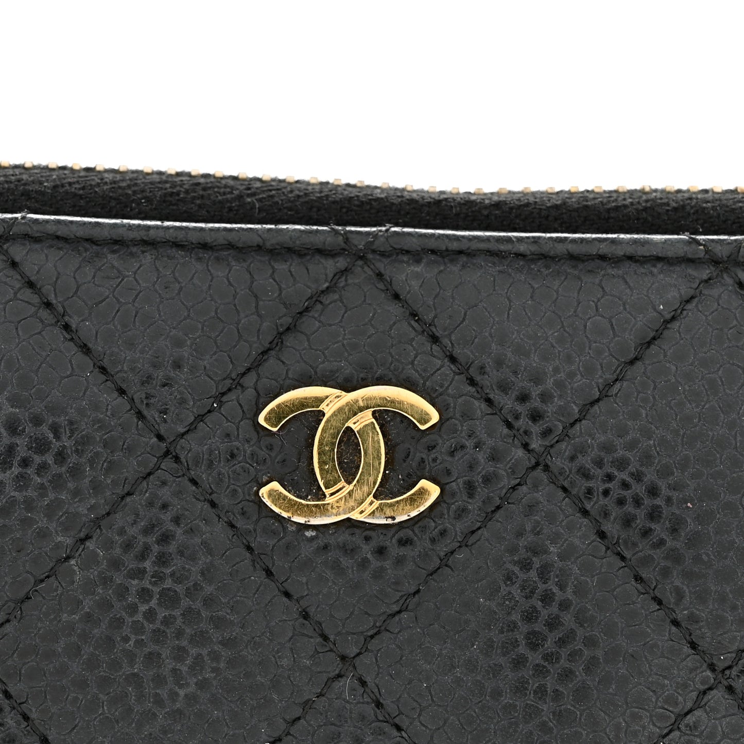 Caviar Quilted Large Gusset Zip Around Wallet Black