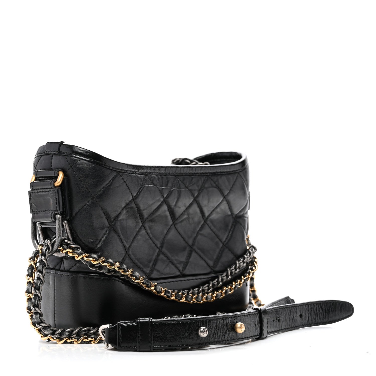 Chanel Aged Calfskin Quilted Small Gabrielle Hobo Black 2 of 12